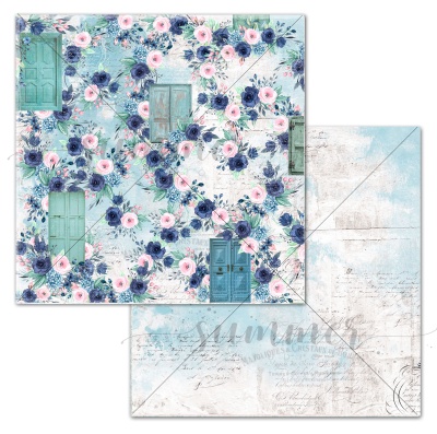 Лист двусторонней бумаги "Turquoise world" 30,5х30,5 см (190 г/м), коллекция "Blue outside", от Summer Studio