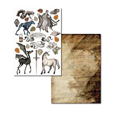 Набор для вырезания "Обитатели волшебного мира" к коллекции бумаги "Следуйте за пауками", плотность 235 г/м2, формат а5, 24 листа (8х3), БЕЗ ОБЛОЖКИ, арт. GS31102024-10