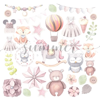 Набор для вырезания 18 листов "Детские мечты" 20х20 см (190 г/м), от Summer Studio