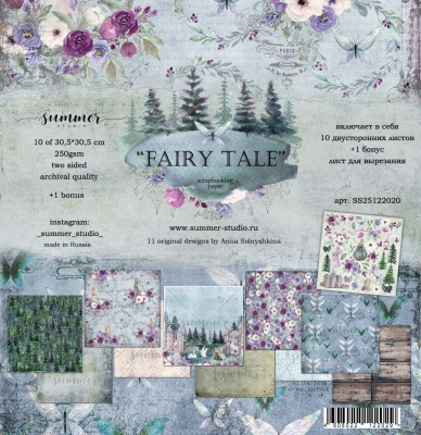 Набор двусторонней бумаги (10 листов + 1 бонус) "Fairy tale" 30,5х30,5 см (250 г/м), от Summer Studio