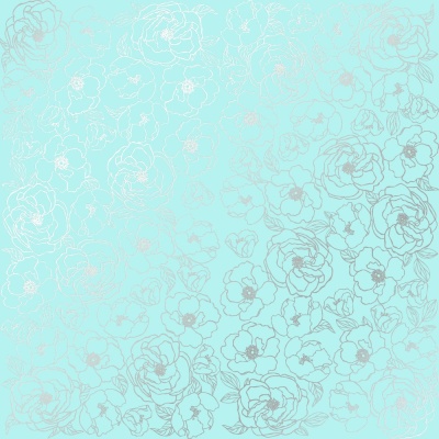 Лист односторонней бумаги с фольгированием Silver Pion Turquoise от Фабрика Декору, 30,5 х 30,5 см