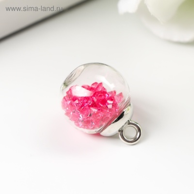 Подвеска-шарик серебро с кристаллами Розовый, 1 шт