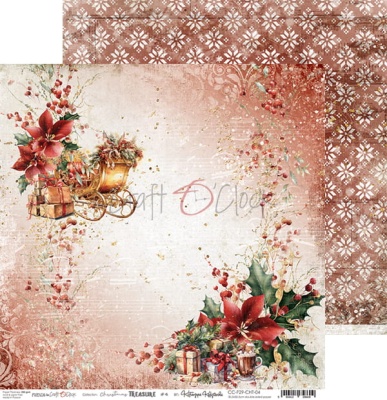 Набор двусторонней бумаги CHRISTMAS TREASURE 30,5x30,5cm, 250 гр/кв.м, 6 л.+ бонус, от Craft O'Clock