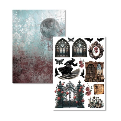 Набор для вырезания к коллекции "Готика" от GoldenScrap, 18 листов (15 + 3 бонусных обложки), формат а5, плотность 235 г/м2, арт. GS21092024-10