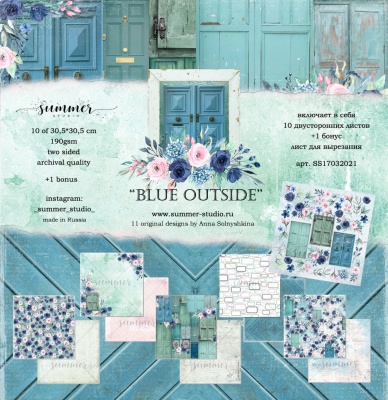 Набор двусторонней бумаги (10 листов + 1 бонус) "Blue outside" 30,5х30,5 см (190 г/м), от Summer Studio