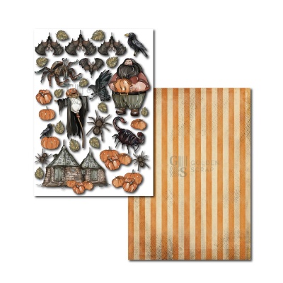 Набор для вырезания "Обитатели волшебного мира" к коллекции бумаги "Следуйте за пауками", плотность 235 г/м2, формат а5, 24 листа (8х3), БЕЗ ОБЛОЖКИ, арт. GS31102024-10