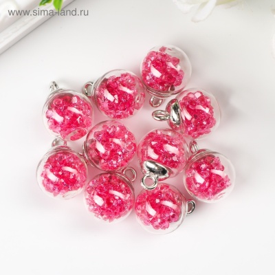 Подвеска-шарик серебро с кристаллами Розовый, 1 шт