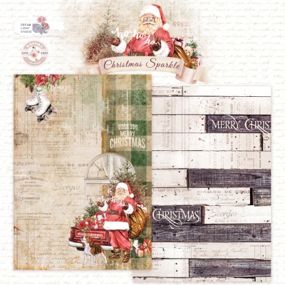Набор бумаги "Christmas Sparkle" DB0012-A4, A4, 12 двусторонних листов, пл. 190 г/м2, от DreamLight Studio
