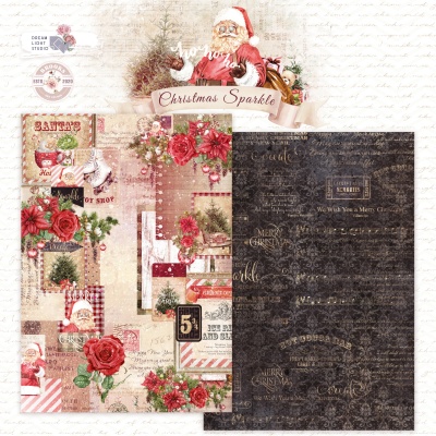 Лист двусторонней бумаги DB0012-05 из коллекции "Christmas Sparkle", A4, пл. 190 г/м, от DreamLight Studio