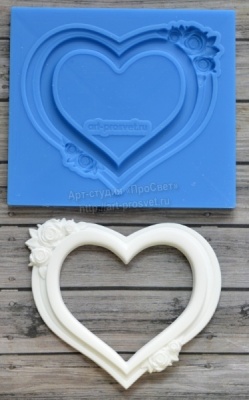 Молд "Рамка в форме сердца с розами" от Art-Prosvet