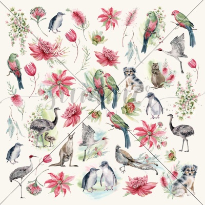 Набор двусторонней бумаги (10 листов + 1 бонус) "Райский остров" 30,5х30,5 см (190 г/м), от Summer Studio