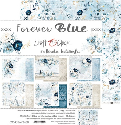 Набор двусторонней бумаги FOREVER BLUE 30,5x30,5cm, 250 гр/кв.м, 6 л.+ бонус, от Craft O'Clock