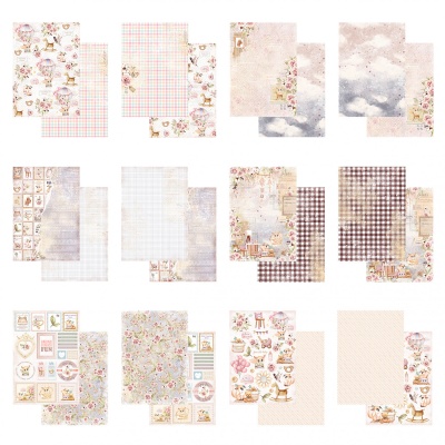 Набор бумаги "Sweet & cute" DB0008-A4, A4, 12 двусторонних листов, пл. 190 г/м2, от DreamLight Studio