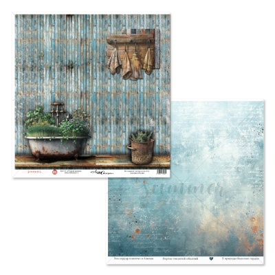 Лист двусторонней бумаги для скрапбукинга "Старая ванна" к коллекции  "Лето-теплом согрето" от Саммер Студио (Summer Studio) и ИзиБизиХобби (EasyBusyHobby),, 30,5*30,5 см, 190г, арт. SSEA-03052024-1