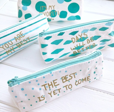 Пеналы-косметички "Мятная радость" - Мелкий горошек