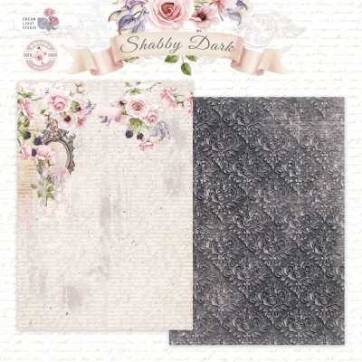 Набор бумаги "Shabby Dark" DB0014-A5, A5, 12 двусторонних листов, пл. 190 г/м2, от DreamLight Studio