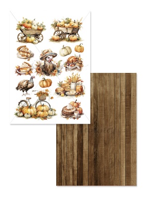 Набор двусторонней бумаги для вырезания "Тыквенный пирог" от GoldenScrap, формат а5, 235г, 18 листов (6 л*3 шт) арт. SS27072024, к коллекции "Бархатный сезон"