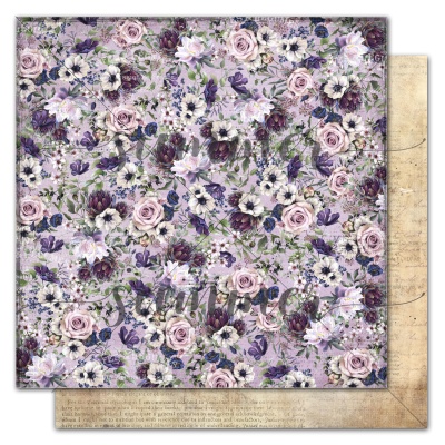 Лист двусторонней бумаги "Floral fields" 30,5х30,5 см (190 г/м), коллекция "Darkness", от Summer Studio