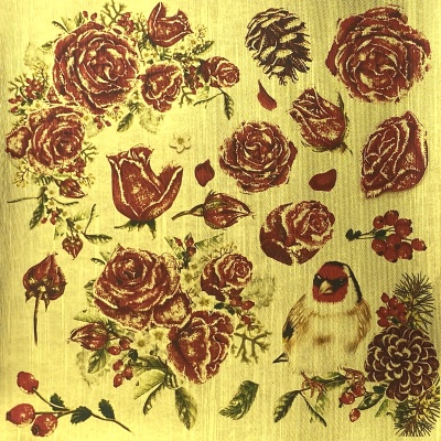 Набор бумаги с золотым фольгированием к коллекции Frozen Roses, 5 листов 15х15 см, 120 г, от Ciao Bella