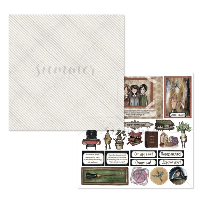 1/2 Набора двусторонней бумаги "С Днём рождения, волшебник!", GoldenScrap, 9 листов (обложка включена), 235гр, 20х20 см,GS31072024-10-1-2