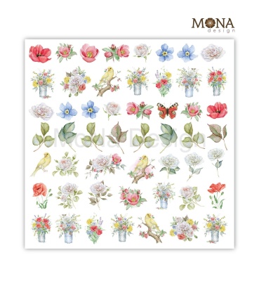 Набор двусторонней бумаги Мелодия цветов от Mona Design, 11 листов, 305х305мм, плотность 190 гр/м2